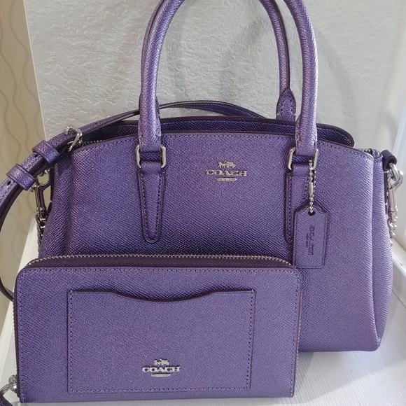 Purple Coach Periwinkle bag woth large wallet - Picture 2 of 5